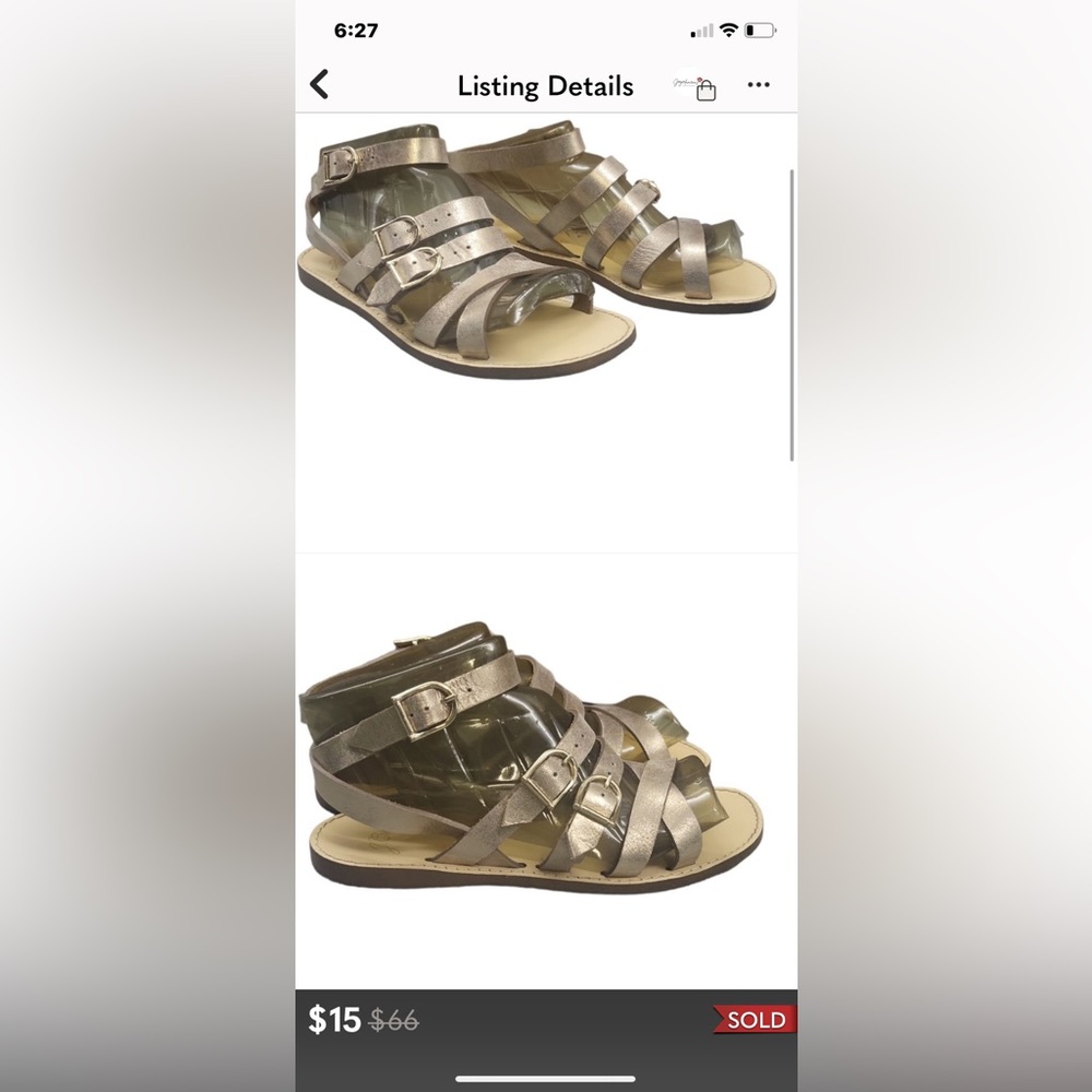 J. CREW Gold Gladiator Sandals Size 7